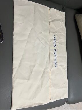 Louis Vuitton Cream Dust Pouch with Blue Logo